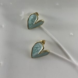 Mint Heart Shaped Stud Earring(အသဲပုံ Stud နားကပ်)