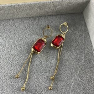 Rectangular Crystal Tassel Drop Earring(Sparkling Crystal ဆွဲသီးနားကပ်)
