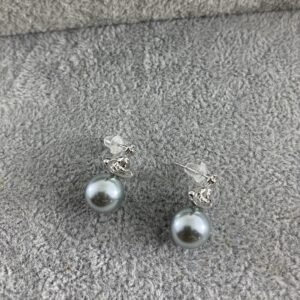 Alternative view of Orbital Silver Pearl Stud Earrings(ပုလဲလုံးနားကပ် )