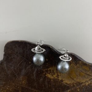Orbital Silver Pearl Stud Earrings(ပုလဲလုံးနားကပ် )